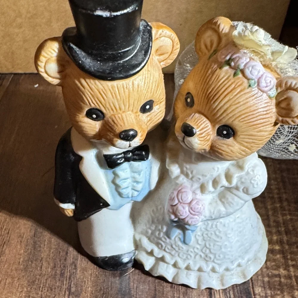 Vintage Homco Charming Porcelain Teddy Bears Bride and Groom Wedding Bear